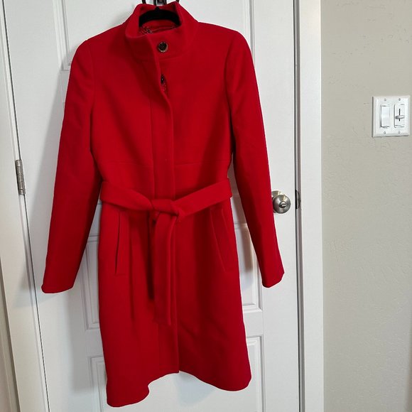 J.Crew Double-Cloth Funnel Coat in Authentic Red - Picture 6 of 7